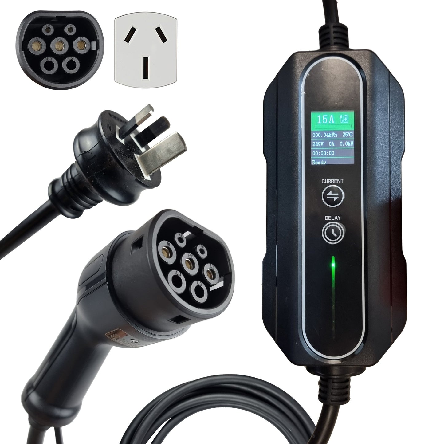INCHARGEx Portable EV Charger 15 Amp | 3 Pin | 3.4kW | Type 2 Australia Plug 5 metres Max Power Adjustable Fit Tesla Model Y Tesla Model 3 BYD MG EV UMC Replacement