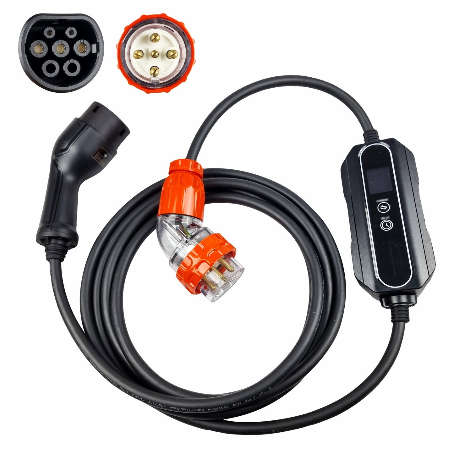 INCHARGEx Premium Portable EV Charger 32amp | 5pin Tail | Single Phase | 7kW | Type 2 Universal Mobile EVSE Max Power Adjustable 5m EV Home Charger Fit Tesla Model 3 | Model Y | BYD Atto 3 | MG Polestar EV Level 2 Mennekes - INCHARGEx