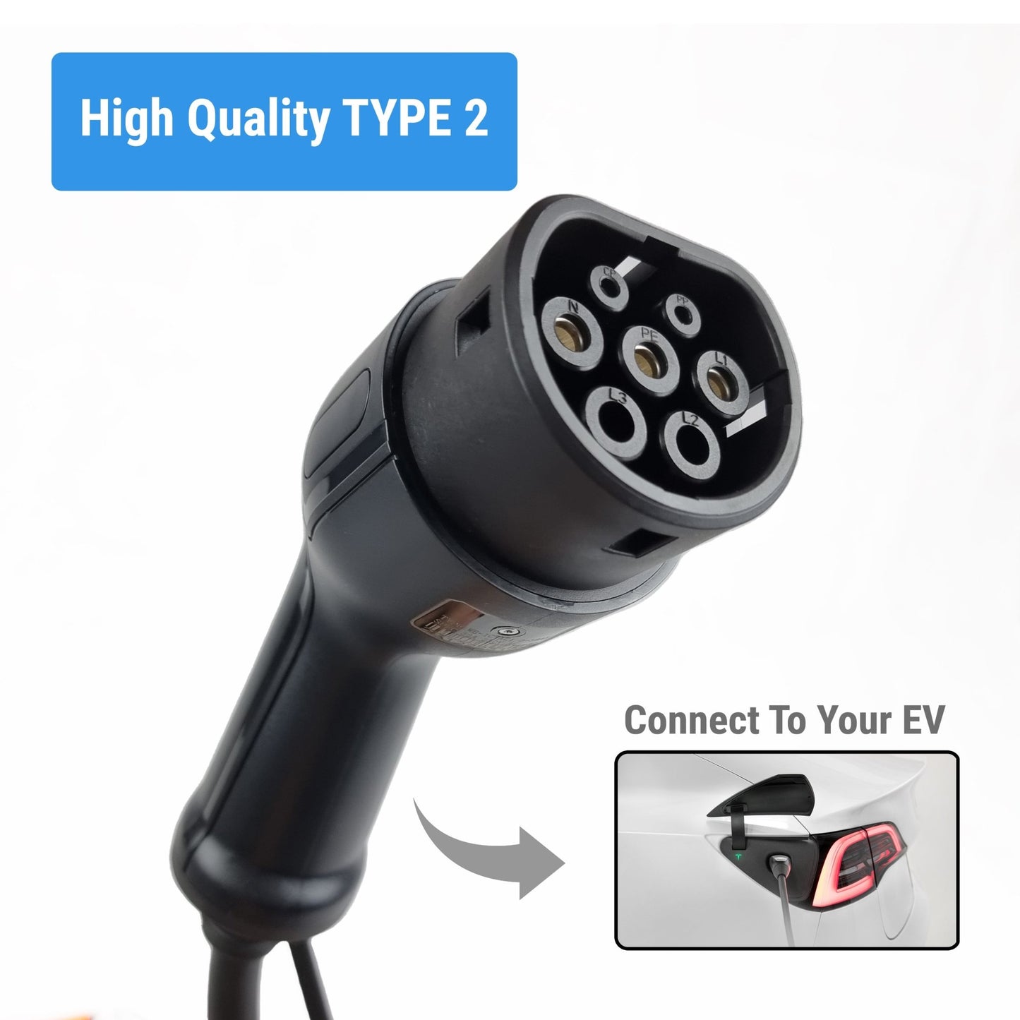 INCHARGEx Premium Portable EV Charger 32amp | 5pin Tail | Single Phase | 7kW | Type 2 Universal Mobile EVSE Max Power Adjustable 5m EV Home Charger Fit Tesla Model 3 | Model Y | BYD Atto 3 | MG Polestar EV Level 2 Mennekes - INCHARGEx