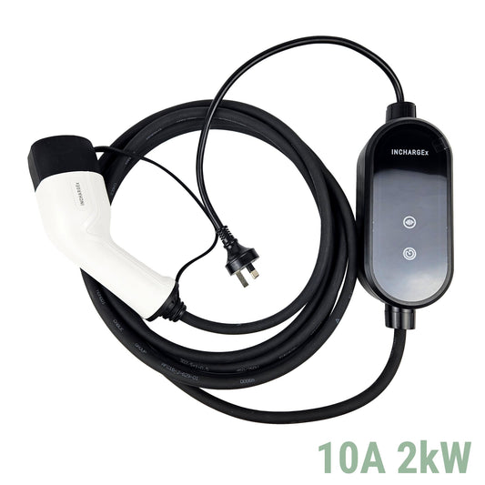 INCHARGEx 10A Gen 2 Portable EV Charger | 3Pin | 2kW | Type 2 | 5.5m Built-in RCD Type B/TypeA+DC6mA | Max Power Adjustable Fit Tesla BYD MG EV Universal EV Charger