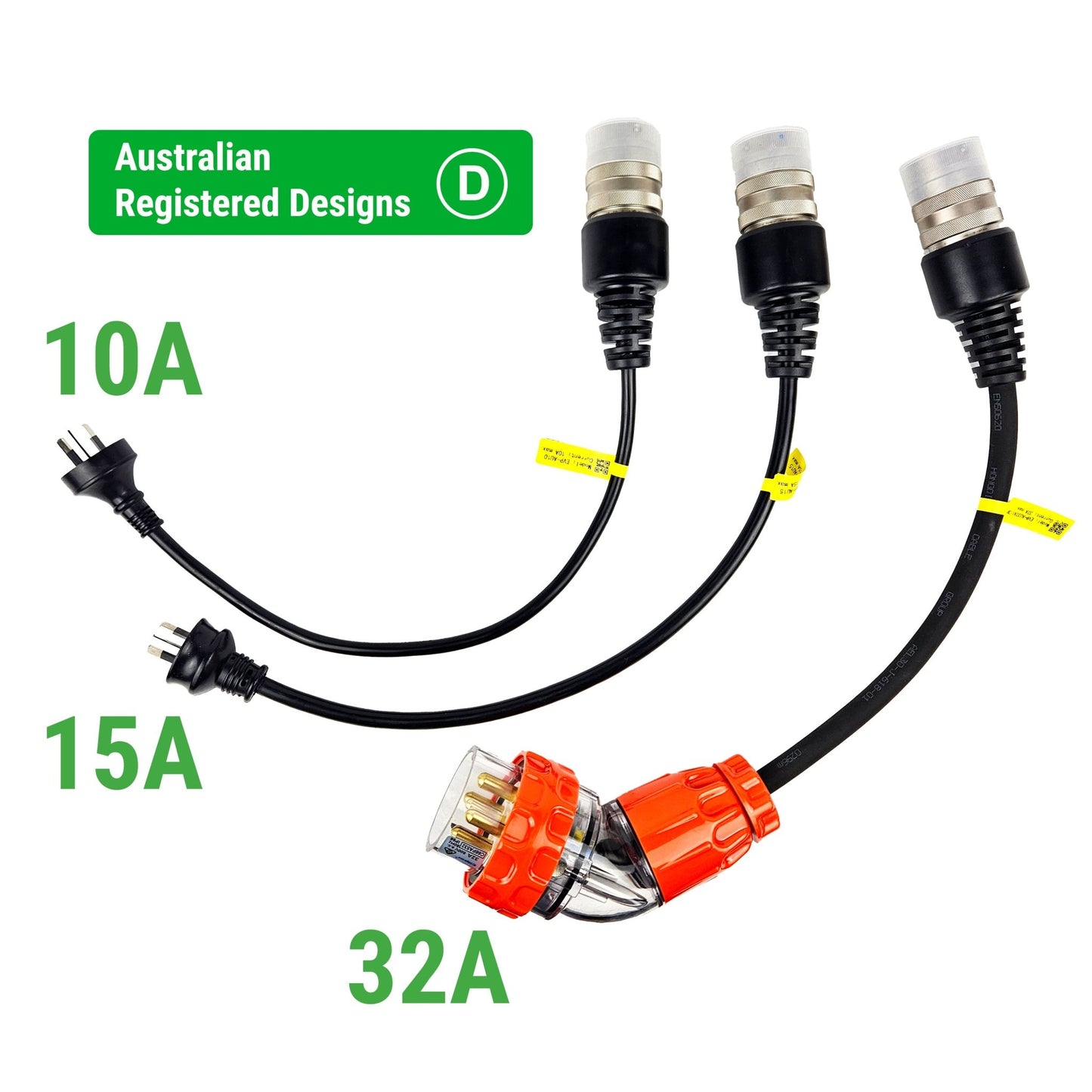 INCHARGEx FlexSwap Gen 2 Swappable Tails 10A | 15A | 32A to Type 2 Portable EV Charger Kit | Built-in RCD Type B/TypeA+DC6mA | Fit Tesla BYD Polestar MG EV 2kW 3.5kW 7kW | 5.5m