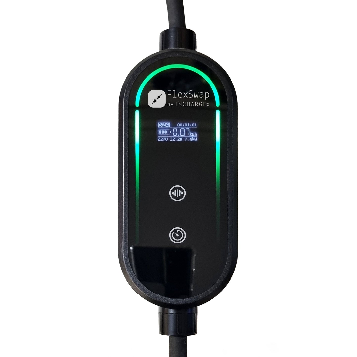 INCHARGEx FlexSwap Gen 2 Swappable Tails 10A | 15A | 32A to Type 2 Portable EV Charger Kit | Built-in RCD Type B/TypeA+DC6mA | Fit Tesla BYD Polestar MG EV 2kW 3.5kW 7kW | 5.5m