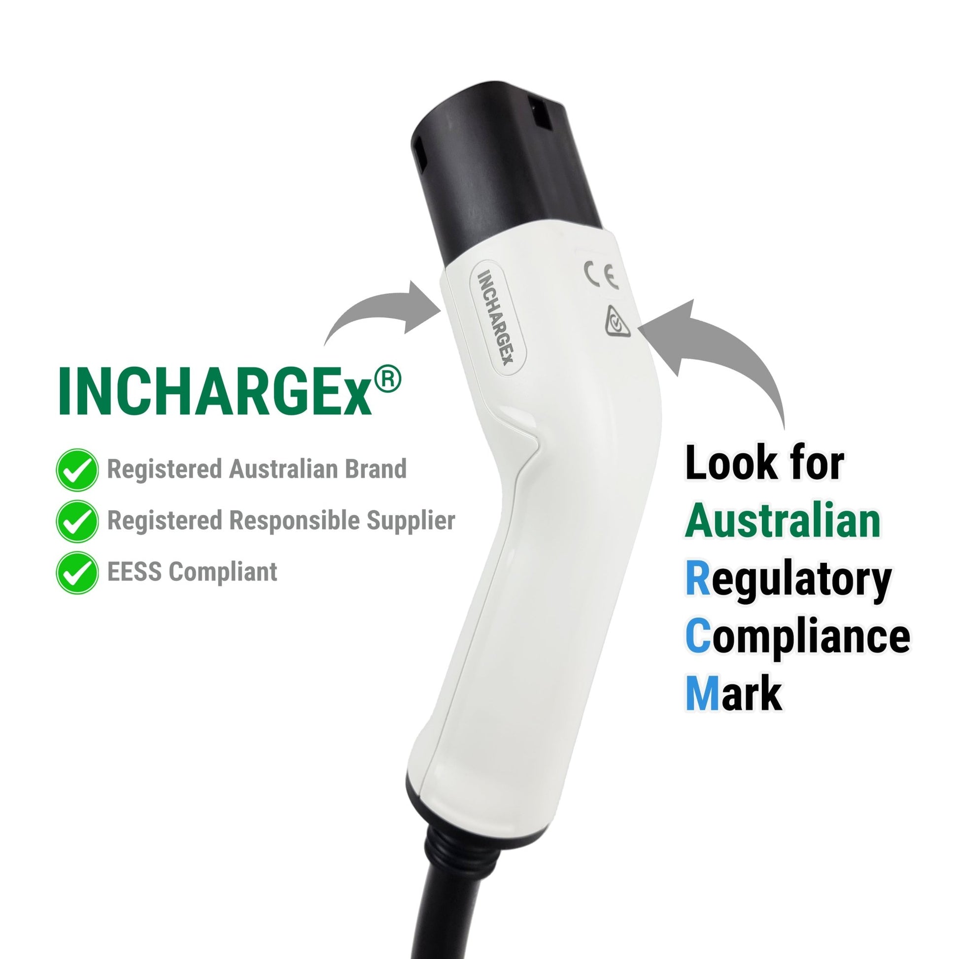 INCHARGEx BYD Perfect Combo 32A 5pin Single Phase 7kW Portable EV Charger & 32A 7kW Type 2 to Type 2 Charging Cable - INCHARGEx